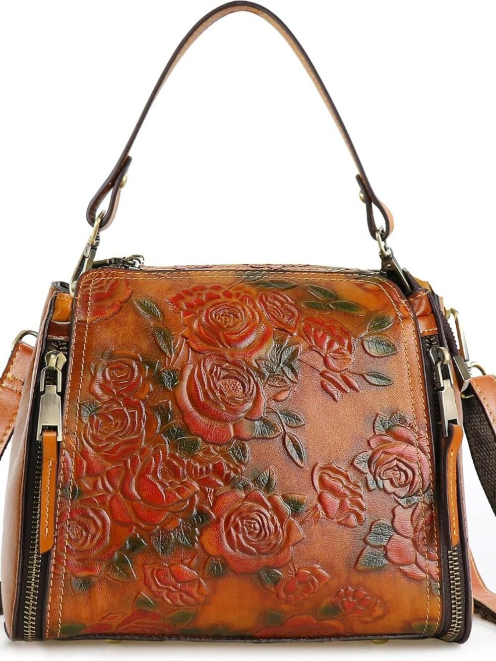 Women Genuine Leather Handbags, Organizer Retro Vegetable Tanning Leather Satche